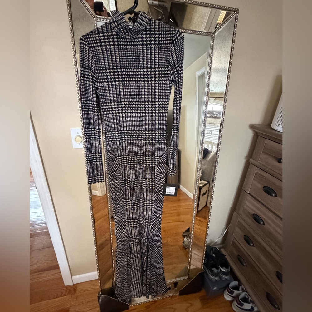 Norma Kamali Monochrome Checkered Jumpsuit